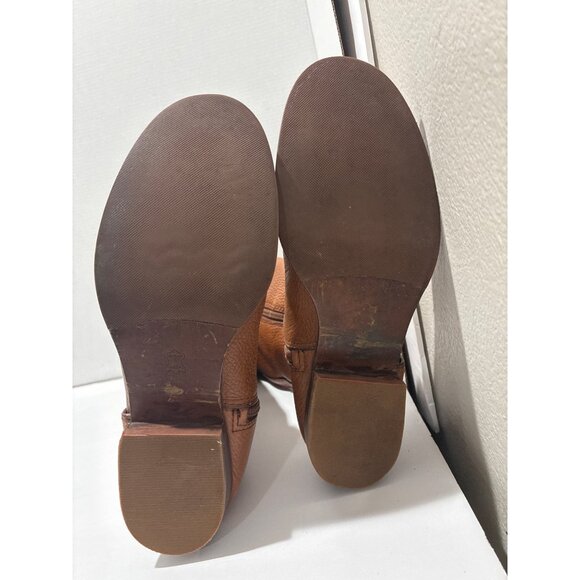 Tory Burch Brown Leather Tall Riding Women’s Boots Shoes Size 7 logo accent - Picture 9 of 12
